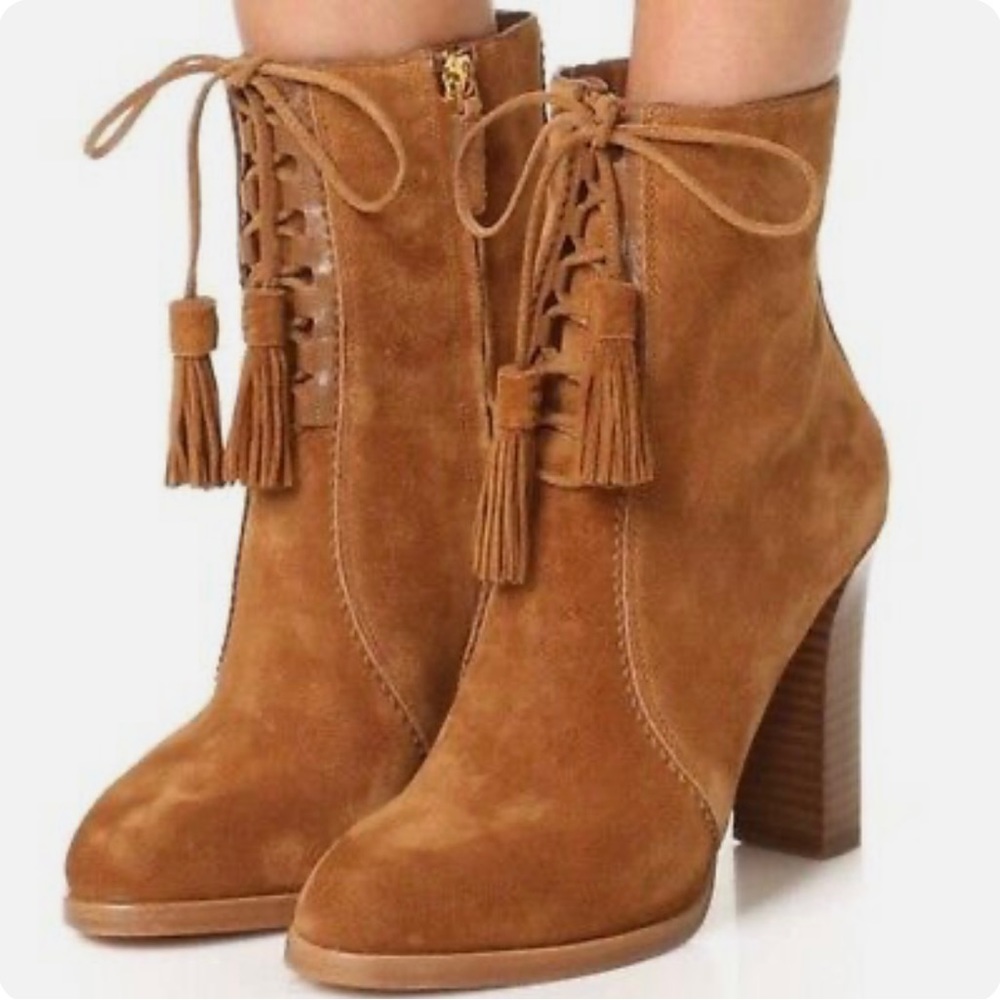 Michael Kors Collection ‘Odile’ Leather-Trimmed Suede Boots Sz. 35